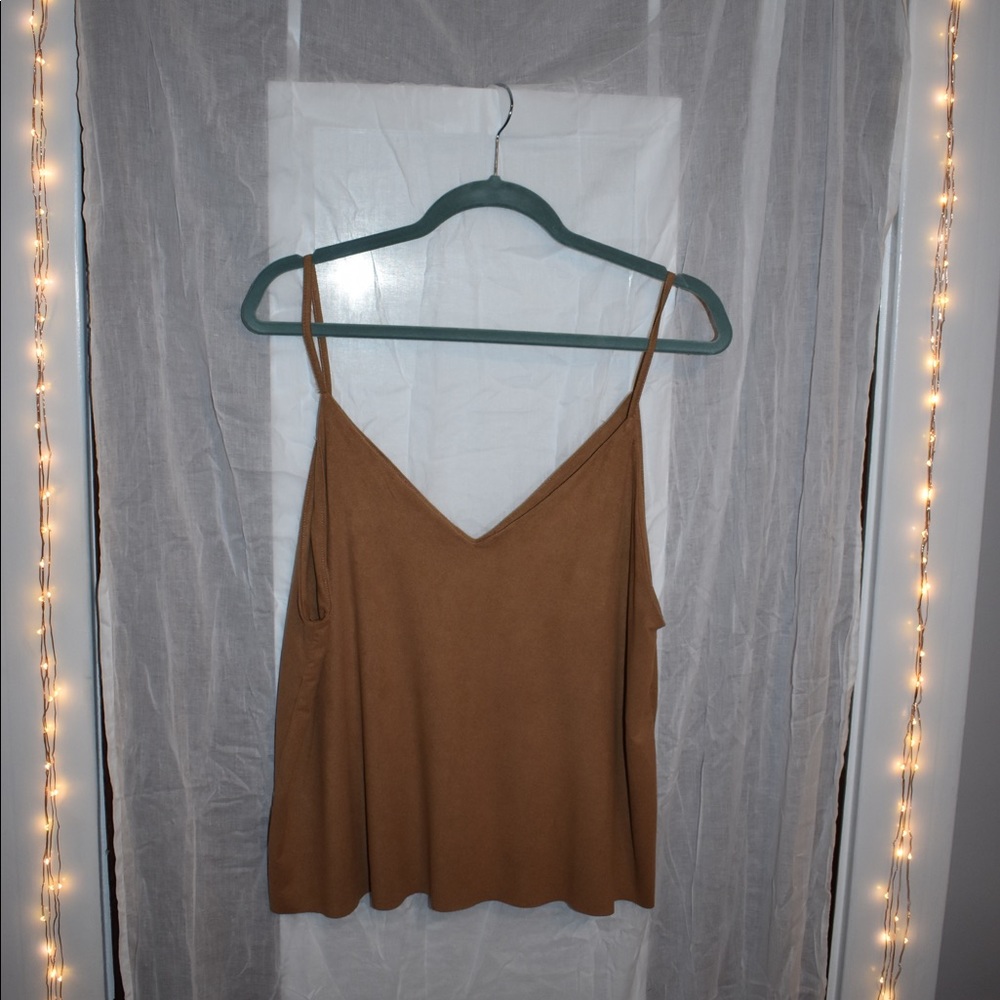 Dark Suede V-Neck Top